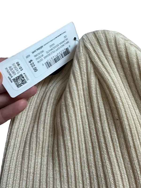 ADIDAS Womens Beige Neutral Ribbed Beanie Winter Hat OS NEW with tags - Image 4