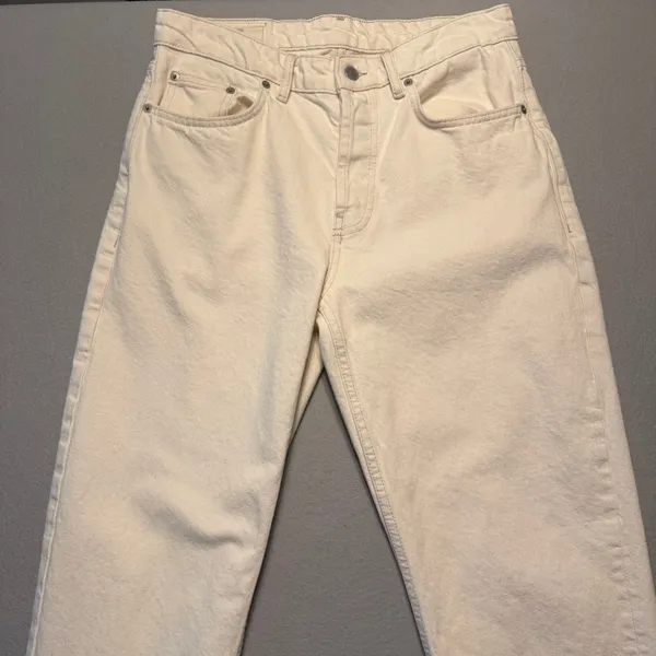 Zara Origins Straight Leg Denim Jeans Cream Off-White Women Size 31 - Image 10