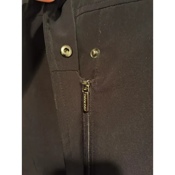 London Fog Black Trench Coat Women’s M Belt Rain Jacket Classic Chic Dark Gothic - Image 5