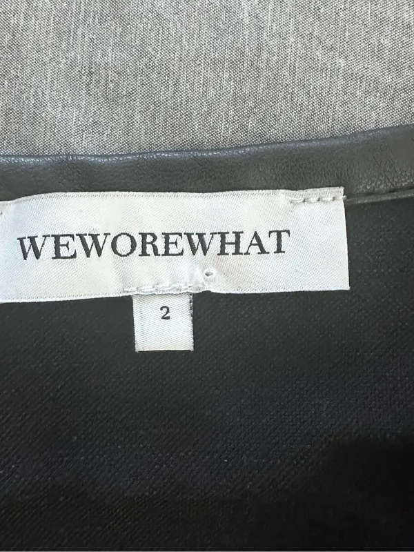 WeWoreWhat Black Mini Skirt Size 2 Faux Leather Trim - Image 4