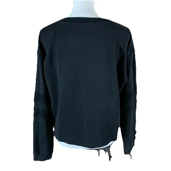 Year Of Ours‎ Black Terry Pullover Sweatshirt Large Casual Cozy Layer Women's - Image 3