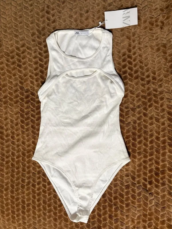 NWT New Zara Stretch Ribbed Cut-Out Sleeveless Bodysuit Size M - Image 2