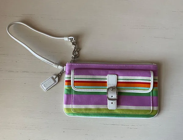 Coach Vintage striped multicolor leather trim wristlet wallet - Image 2