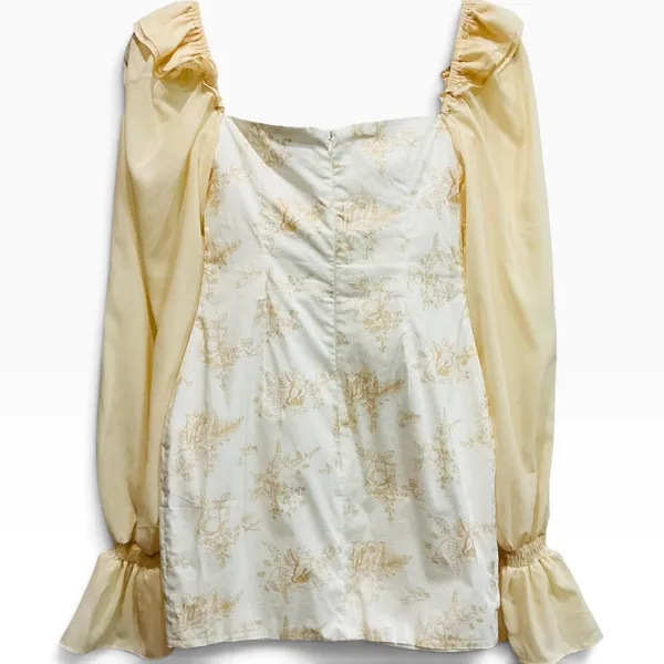 Oh Polly Under The Stars Floral Long Sleeve Corset Bustier Mini Dress Cream 4‎ S - Image 5