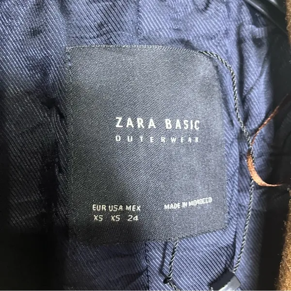 Zara Basics camel colored wool blend midi coat one‎ snap size XS - Image 2
