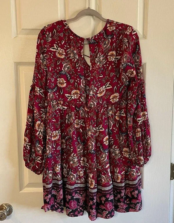 Altar’d State Red Floral Dress size medium - Image 2