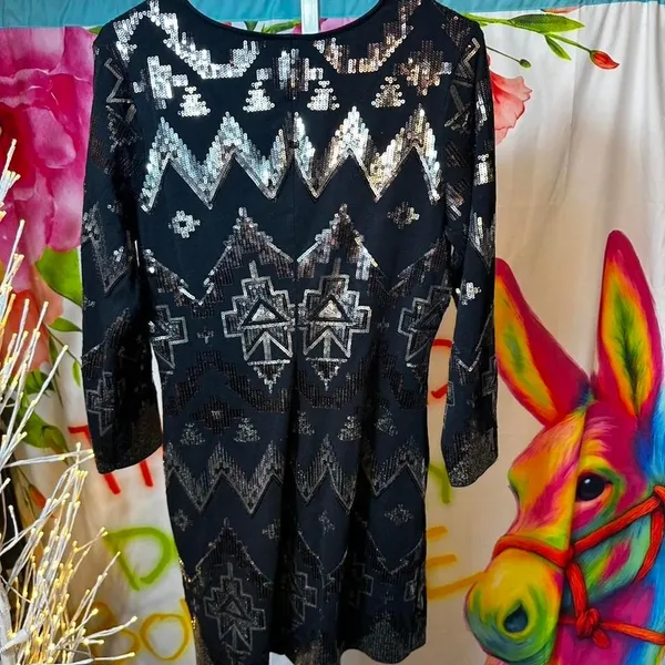 P119. Express - Black sequin mini dress - Image 3