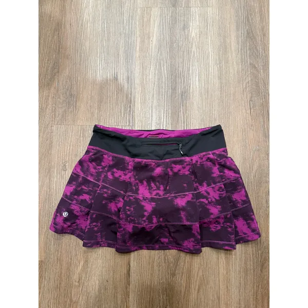 Lululemon Pace Setter Skirt Purple Black Tie Dye Pleated Running Skort Size 6 - Image 2