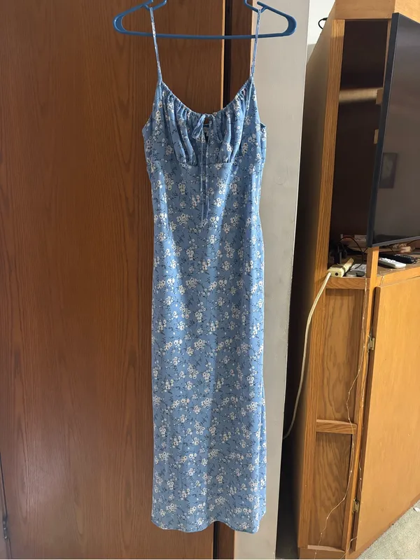 Blu Pepper Light Blue Floral Spaghetti Strap Maxi Dress - Image 3