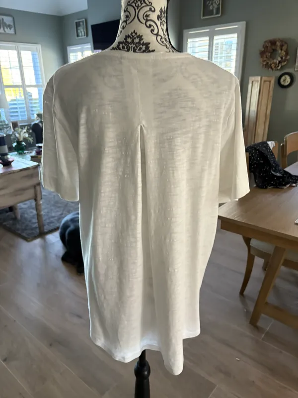 Chico’s Size 2 Large White Hi Lo Short Sleeve Top - Image 5