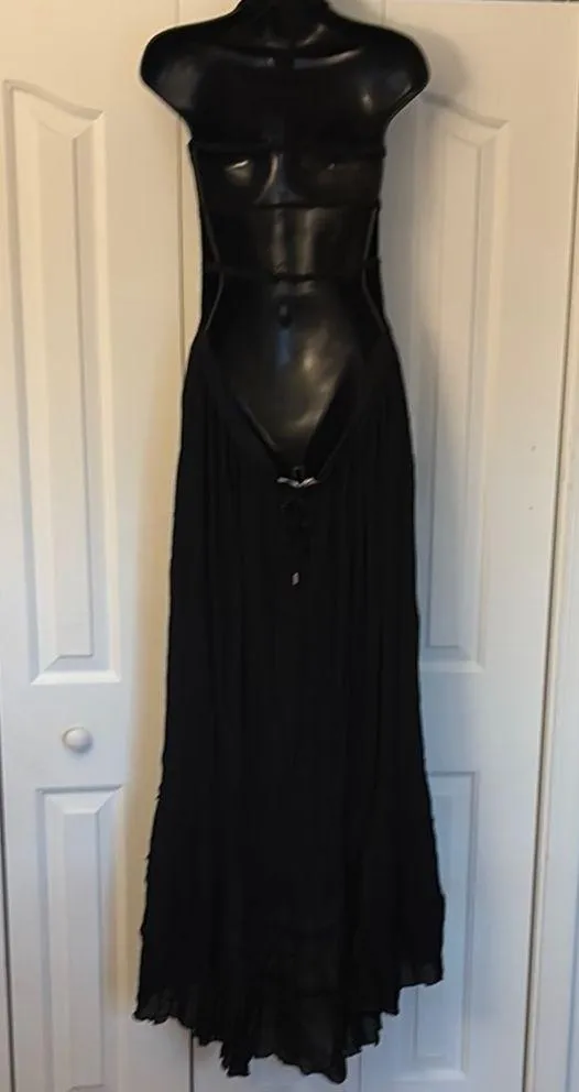 R. Yiposha Elegant Black Halter Maxi Dress Women Size Medium (8/10) - Image 3
