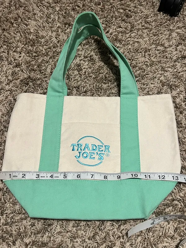 TRADER JOES Mini Canvas Tote Bag Spring 2025 Pastel Green - Image 2
