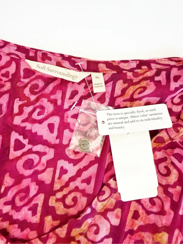 Soft Surroundings Poppy Wide Leg Jumpsuit Rosella Pink Fuchsia Boho Coastal - Image 11