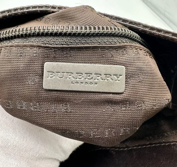 BURBERRY LONDON Nova Check Shoulder Bag PVC Leather Beige - Image 8