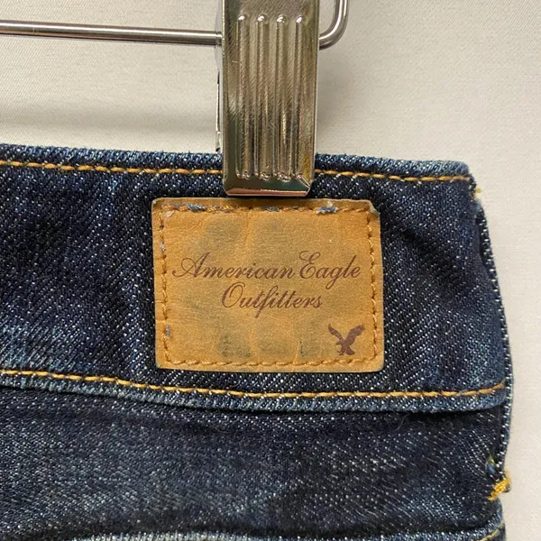 American Eagle Blue Micro Denim Jean Shorts Distressed Frayed Hem‎ Junior Sz 25 - Image 3