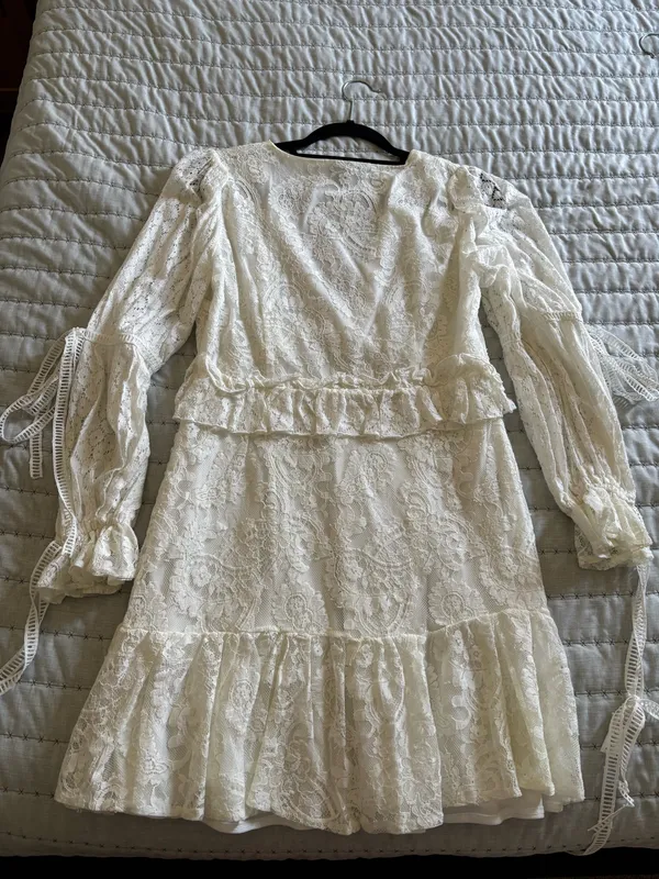Boohoo Lace Dress White - Image 3