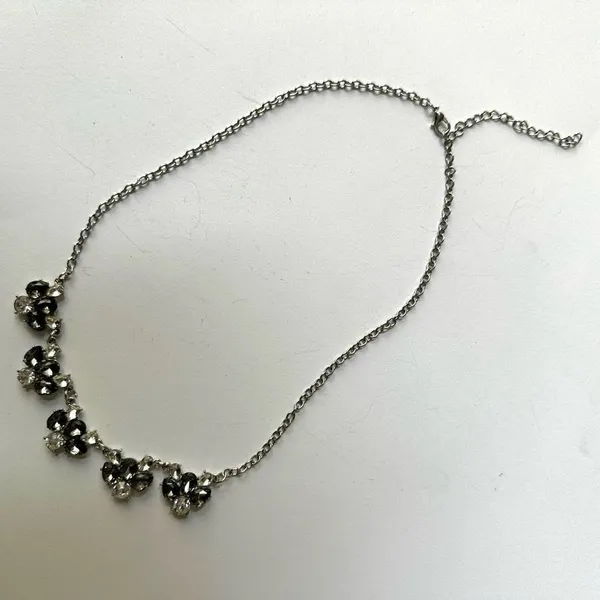 Grey and clear rhinestone necklace Silver - Image 5