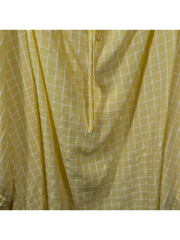 Women’s Yellow Windowpane Peasant Blouse Size Medium - Image 3