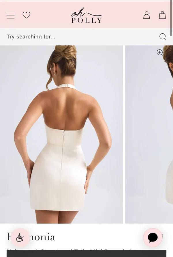 Oh Polly Halterneck Structured Tulip Mini Dress in Ivory - Image 3
