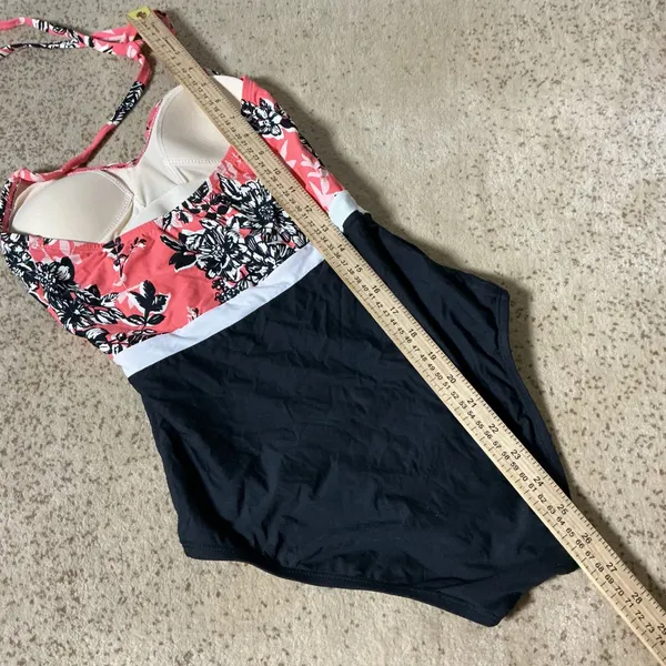 Sea Angel Womens Beachwear‎ Floral Halter One Piece Colorblock Swimsuit Size S - Image 3