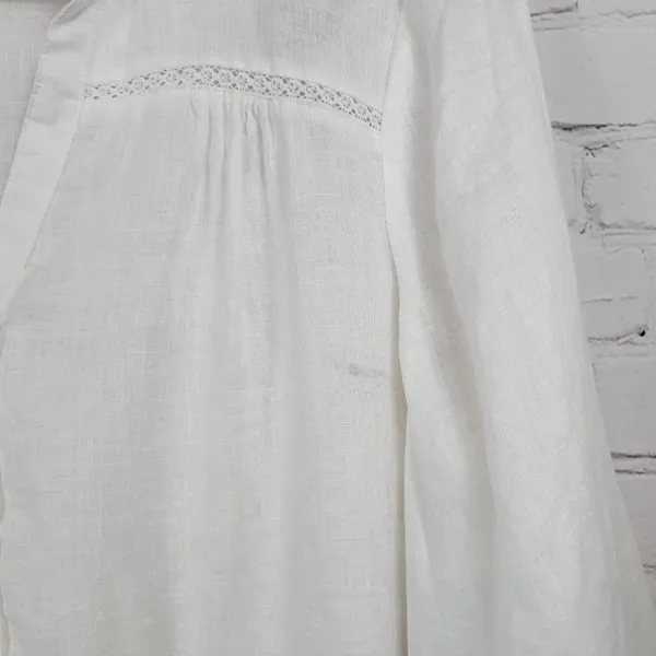 Vince Camuto White Linen Blend 3/4 Sleeve Button Down Top Womens‎ Size S - Image 6