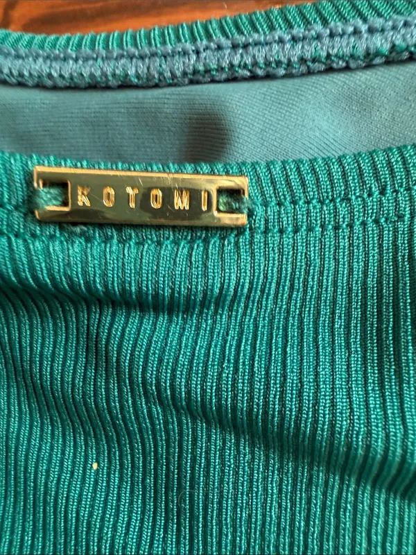 Kotomi Teal High-Cut Bikini Bottom - Women's Swim size small - Image 3