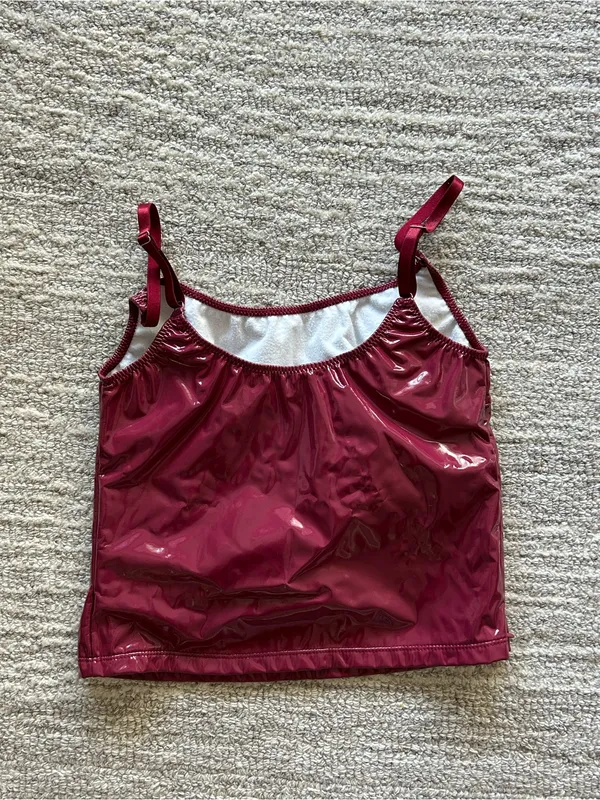 SHEIN Burgundy Glossy Satin Cami Top - Image 3