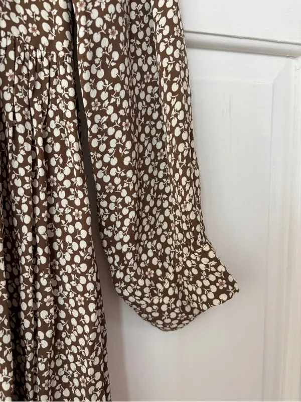 Doen Hawthorne Dress Olive Cherry Willow Floral Long Sleeve Maxi‎ Dress Size S - Image 7