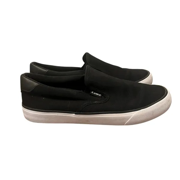 Lugz Women’s Clipper Black and White Canvas Slip-On‎ Sneakers Size 8 - Image 3