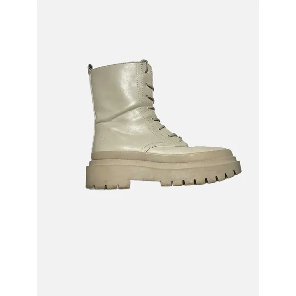 Cool Planet Combat Boots Womens 6.5M Cream Moss Platform Lug Sole Chunky Goth‎ - Image 2