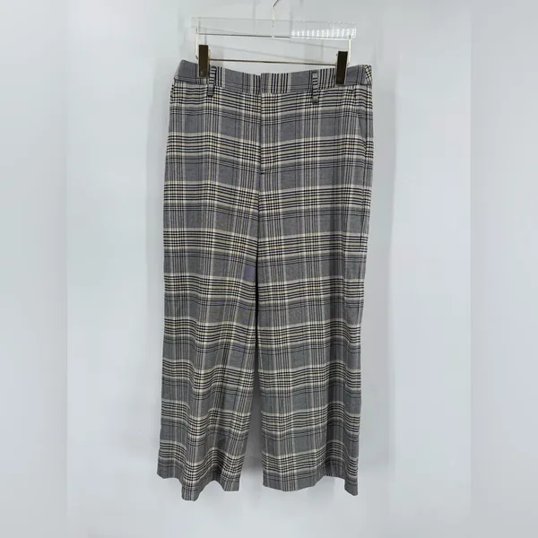 Banana Republic Checked Plaid Pants Wide‎ leg Womens Trouser size 10 - Image 2