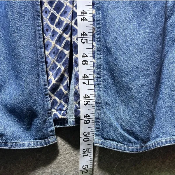 Vintage 90s TR Bentley Denim Maxi Dress Lace Up Corset Side Blue Size 10 - Image 4