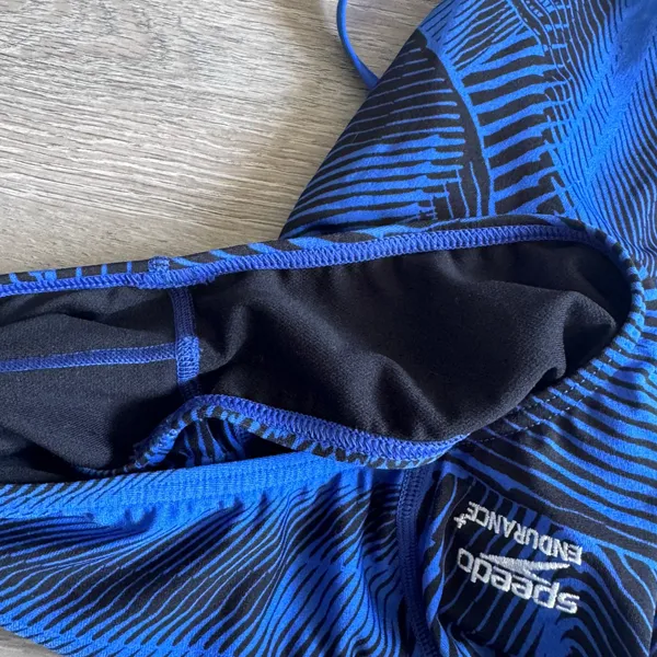 Speedo Endurance+ Blue Black Abstract Flyback One Piece Swimsuit 26 7719902 - Image 8