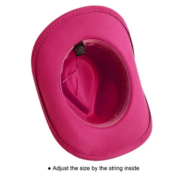 Pink Western Cowboy, Cowgirl Hat, Bead‎ Tassle Strap, Men Women Retro Wide Brim - Image 3