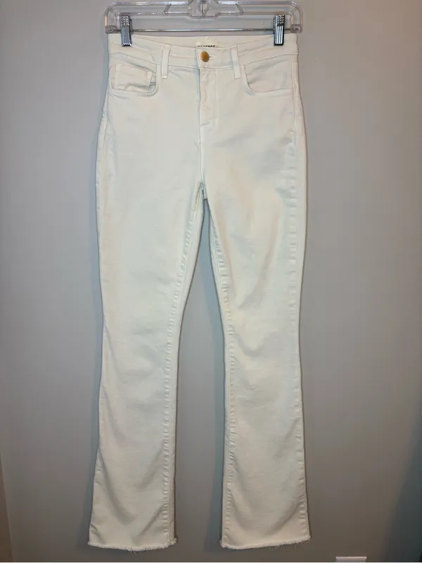 L’AGENCE Ruth High Rise Straight Jeans 26 Vintage White Raw Hem - Image 11