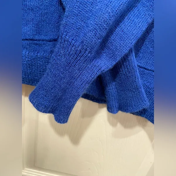 J. Crew Size M Royal Blue Long Sleeve Italian Spun Alpaca Blend Button Cardigan - Image 6