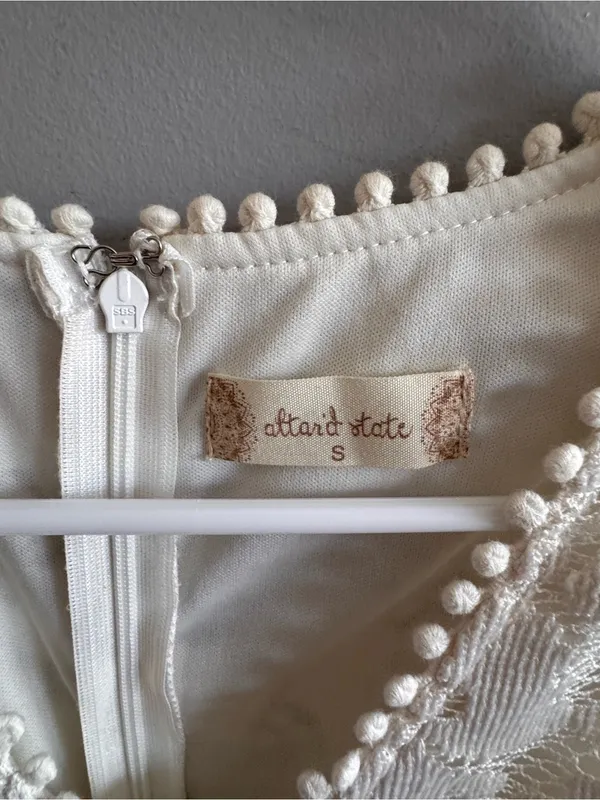Altar'd‎ State Ivory Lace Fit & Flare Dress Boho Crochet Trim Size S - Image 2