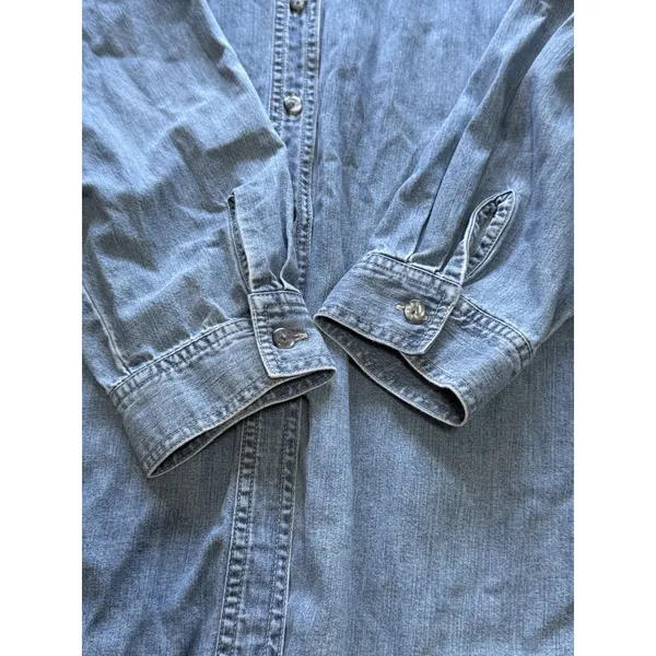 Out of the Blue J. Jill Denim Embroidered Button Down Shirt Women Sz XL Cotton - Image 11