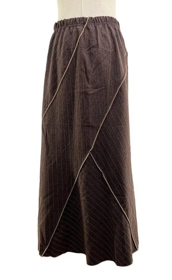 Vintage Brown Pinstripe Midi Skirt Y2K - Image 6