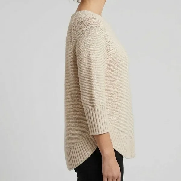 Sparrow Cream Ribbed Knit Poncho Sweater - Size Small - Image 3