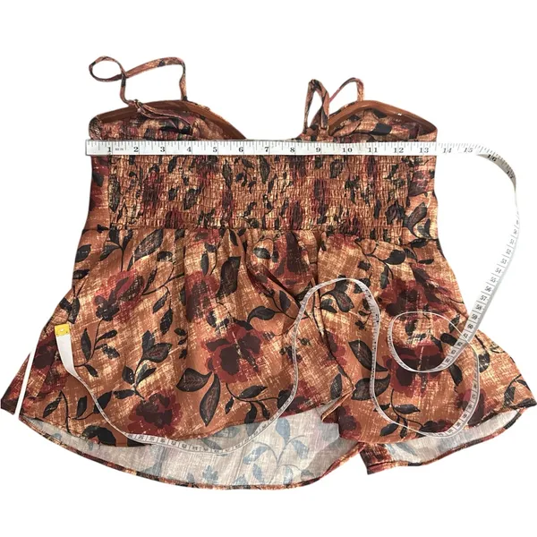 NWOT Aqua Retro Brown Y2k Floral Print Women's Top‎ Size XS - Image 8