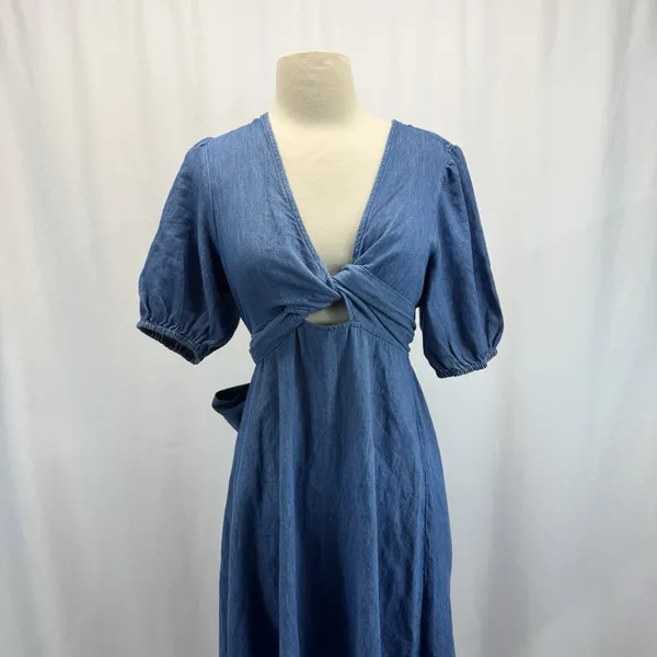 Old Navy Fit & Flare Twist-Front Maxi Dress M Coastal Cowgirl Boho Cottagecore - Image 3