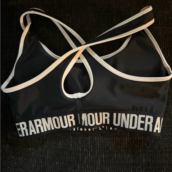 Under Armour Black and White Cross-Back Sports Bra - Image 3