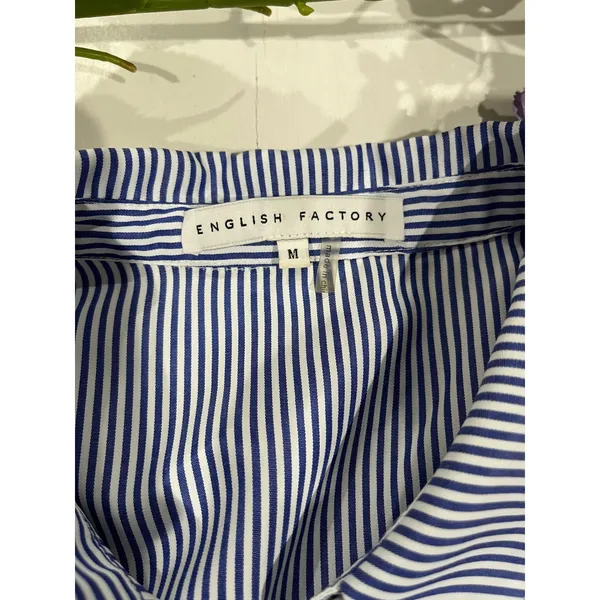 English Factory‎ Striped Blouse Ruffle Back Long Sleeve Shirt Size M - Image 2