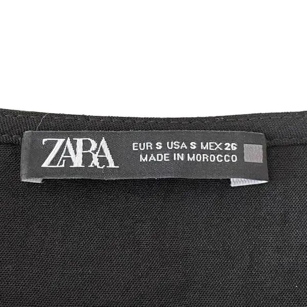 ZARA Black SHORT DRAPED DRESS Long Sleeves V-Neck Women’s Minimalist SZ S #1669 - Image 7