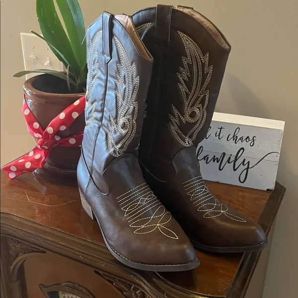 Western Cowboy Cowgirl Boots Brown Embroidered Women’s 40 - Image 12
