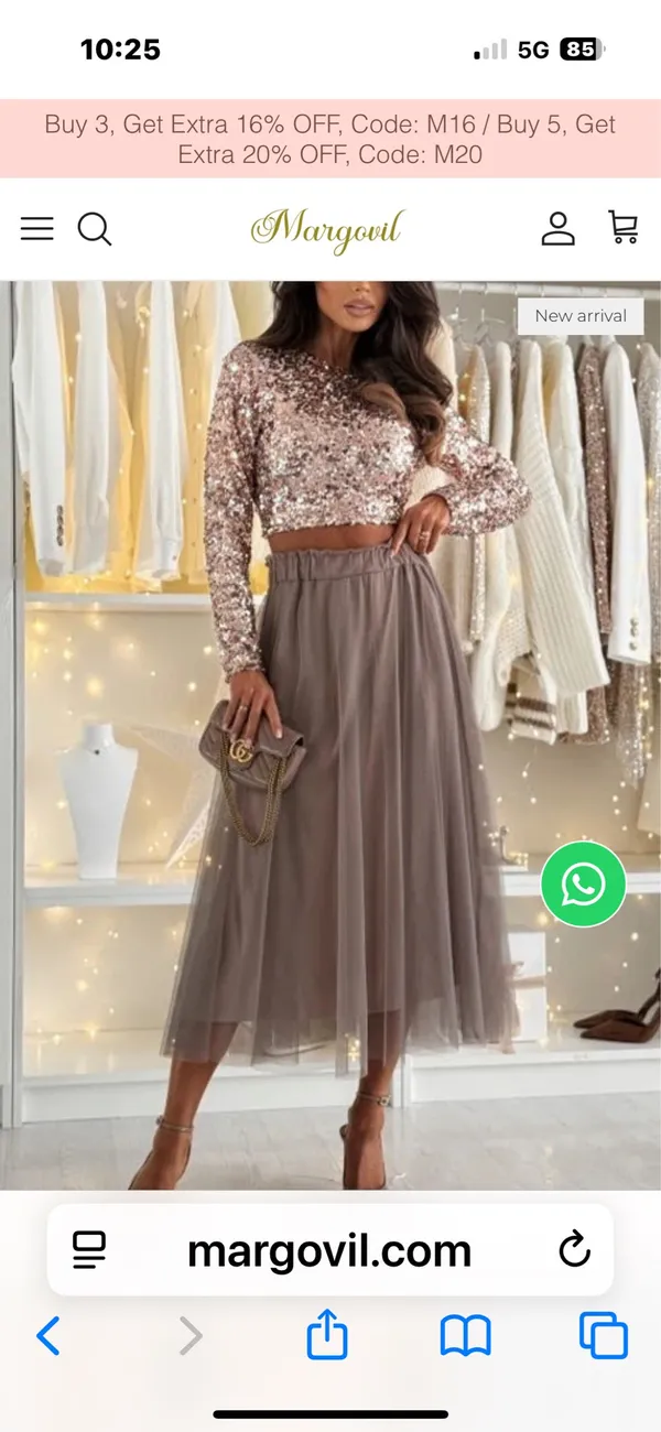 Margovil sequined top and mesh skirt - Image 3