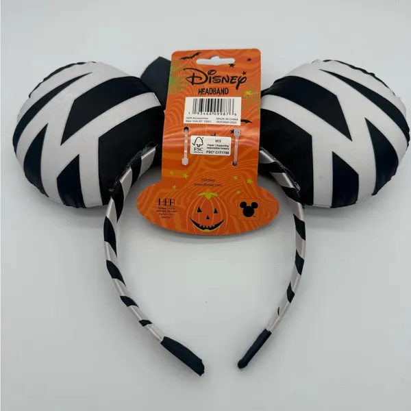 Disney Minnie Mouse Ears Halloween Black White Mummy Wrapped Headband Vacation - Image 4