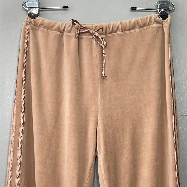 Y2K Everlast Velour Pants Womens Size M Taupe Track Drawstring Athleisure Y2K - Image 4