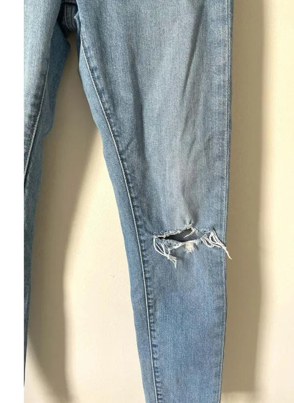 Levi's Wedgie Skinny Distressed Raw Hem Denim Jeans Blue Size 25 - Image 3
